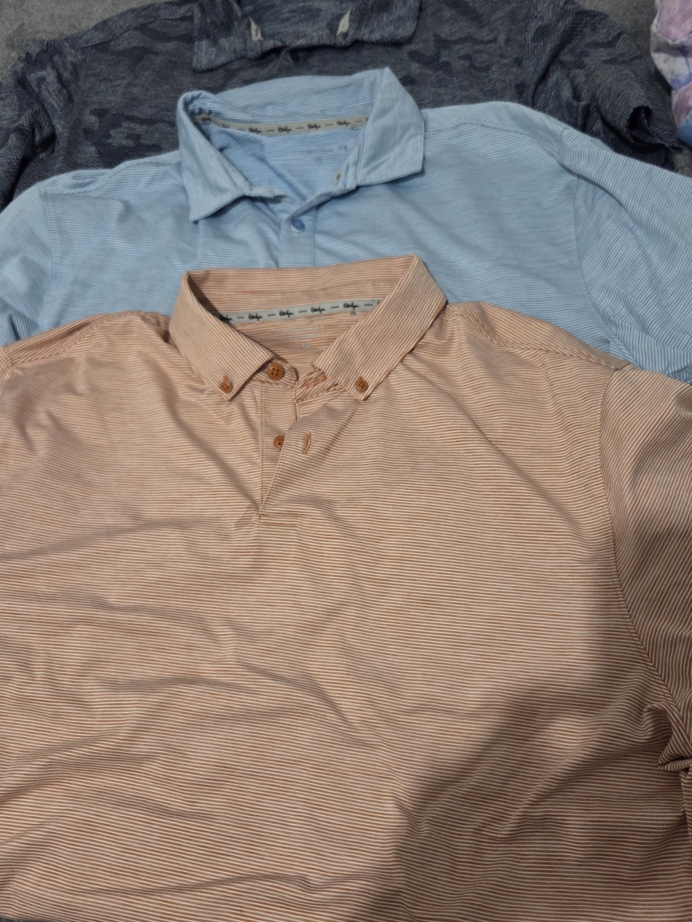 3 Walter Hagen Men's Peach and Light Blue Striped Polo Pack